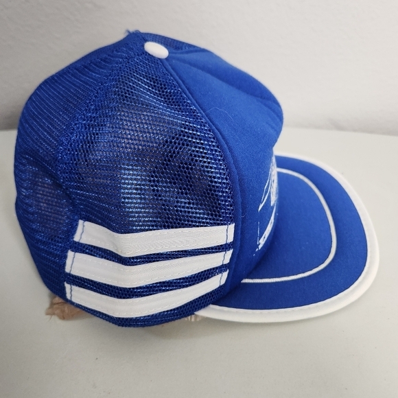 Vintage Lifschultz Freight Blue and White Three Stripe Snapback Trucker Hat - Picture 2 of 8